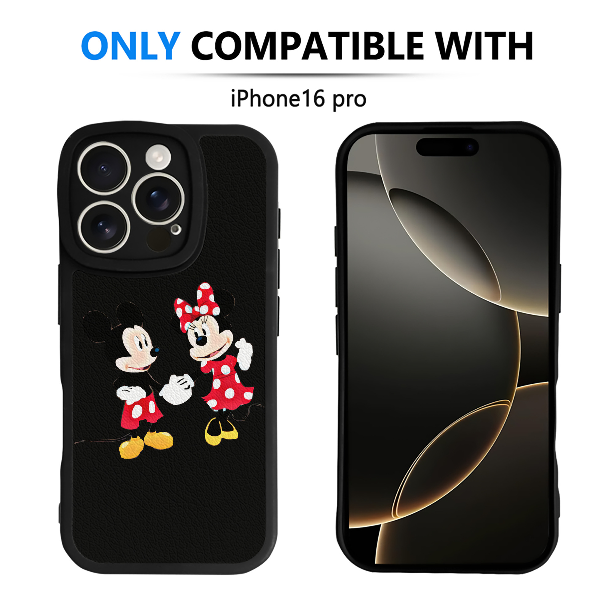 （画像用） ミッキーマウス Mickey Mouse 【iPhone 16シリーズ対応】シリコンスマホケース（レザー調） 材質：シリコン